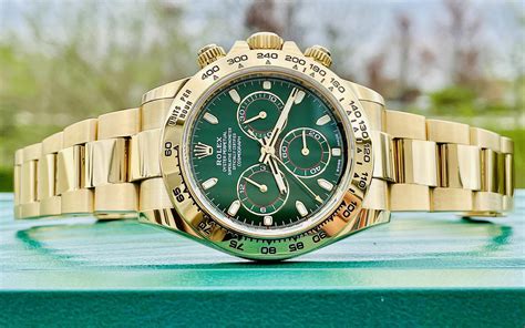 gold rolex watch daytona green|Rolex gold daytona for sale.